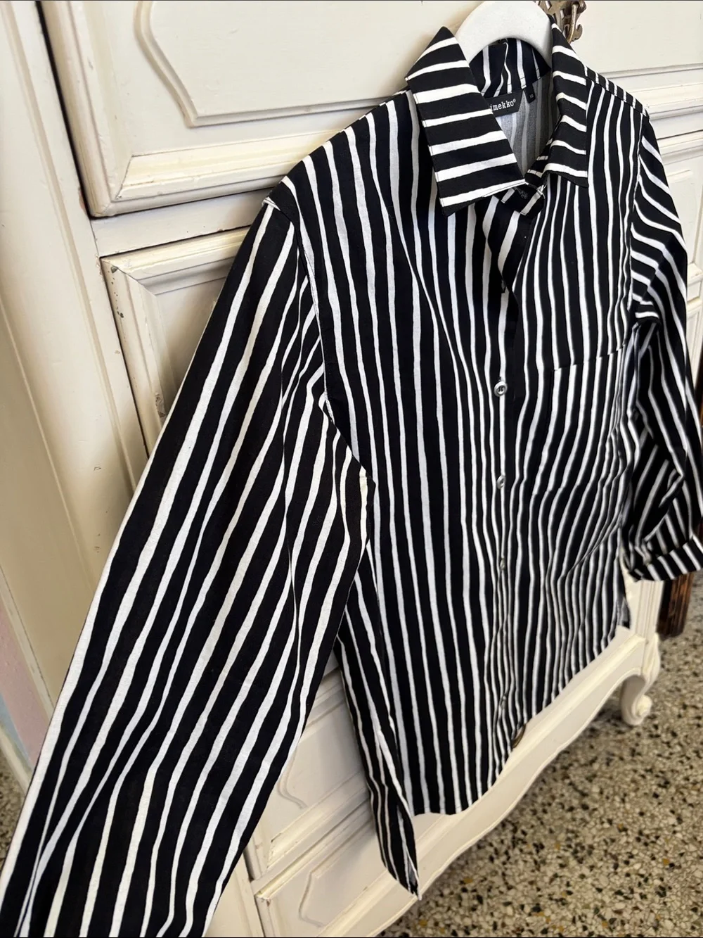 Marimekko Black and White Striped Cotton Button Down - Picture 3 of 5